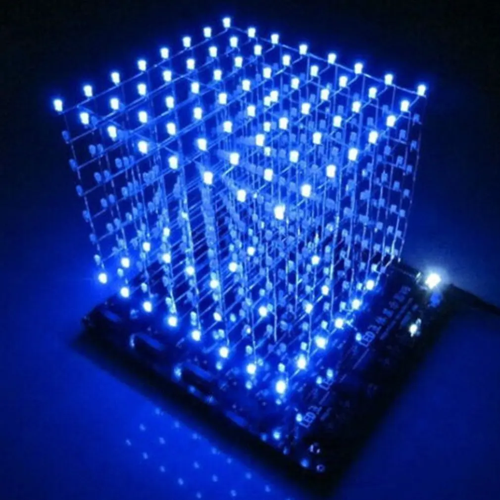 

3D 8 Light Cube (parts) pcb Board +60 s2+573+2803 / CUBE8 8x8x8 3D LED + information and S(3D8S) 3d Led Cube Blue
