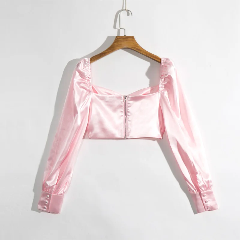 

Summer women's shirt casual solid color button decorative short shirt