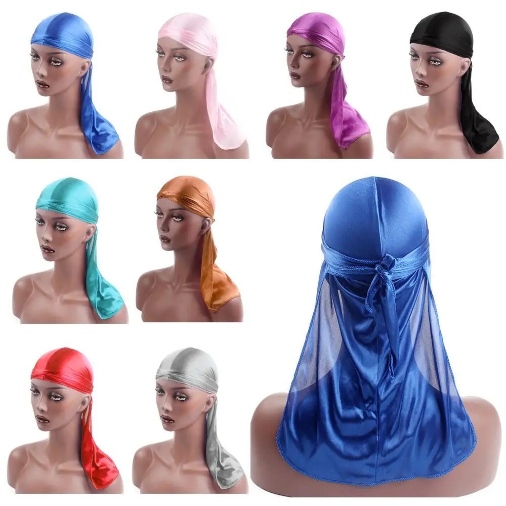 

Модный головной платок, Раковый головной шарф, эластичный, предварительно завязанный тюрбан, хиджаб, искусственный шелк, Durag