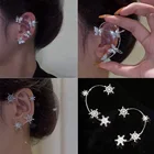 Клипсы для ушей в стиле панк с кристаллами бабочки без пирсинга для женщин модные Посеребренные стразы Снежинка цветок серьги-манжеты подарок
