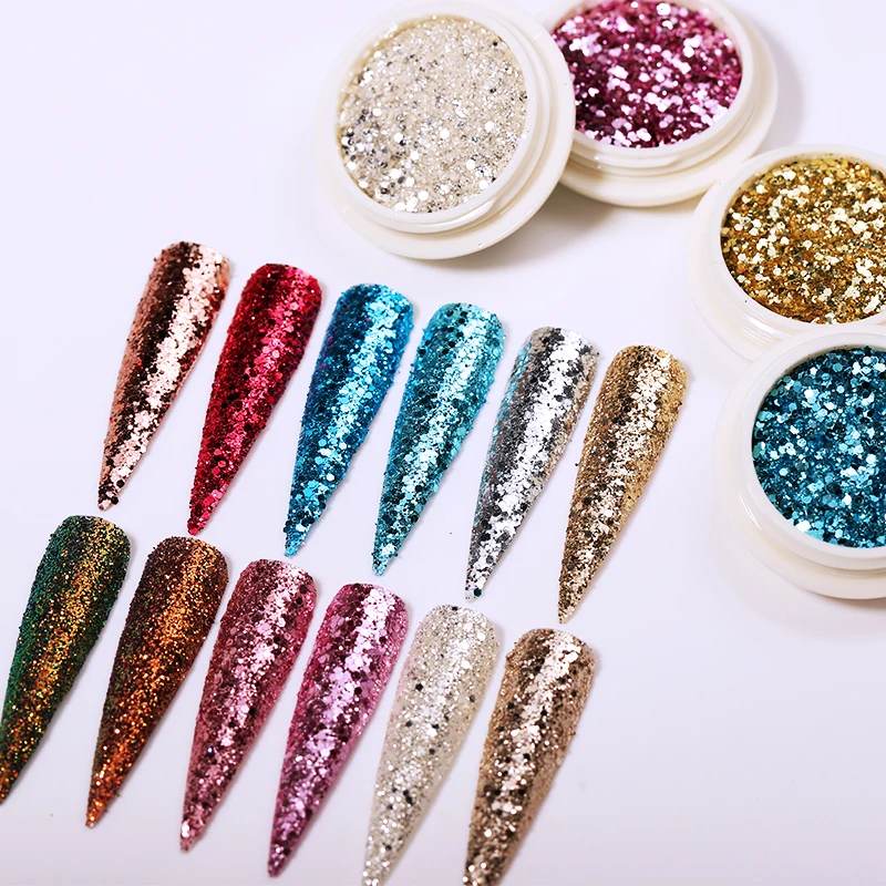 6 коробок/набор розовая и Золотая пудра для ногтей|Блестки ногтей| |