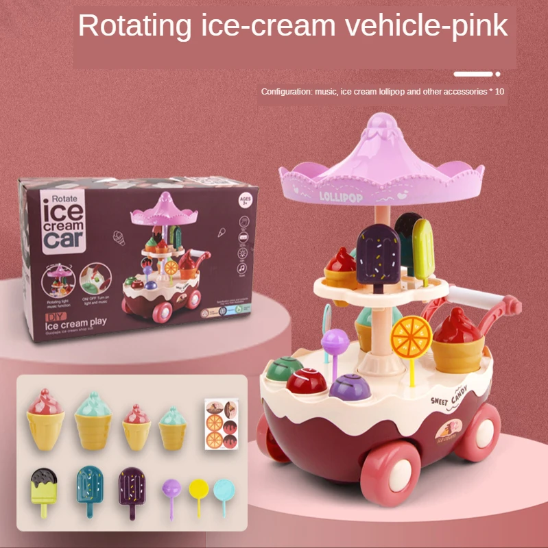 

2020 new design children ice cream truck toy electric universal toy music car for kids early education toy DIY ice cream car