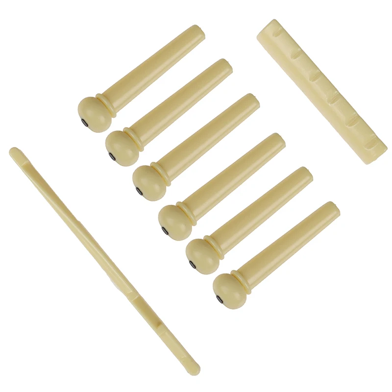 

Portable 6-String Guitar Bridge Pins Saddle Nut Acoustic Cattle Tailpiece Plastic Guitar Accessories for Acoustic Guitar