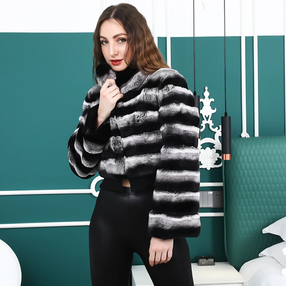Куртка женская зимняя из 2020 шиншиллы Q.FURDREAM теплая шуба кролика рекс | Женская