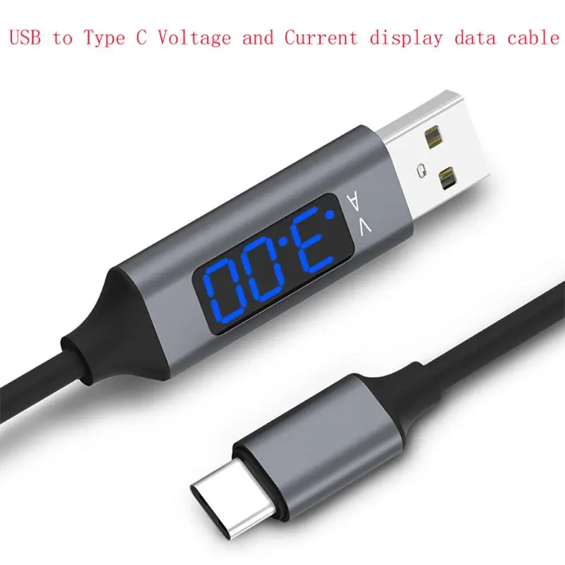 

QC 3.0 USB Type C Fast Charging Data Sync Cable Wire with Voltage Current LED Display