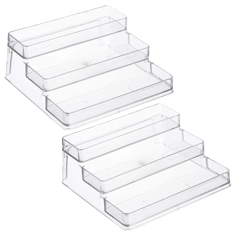 

3-уровневая полка для приправ, шкафчик с ступеньками, стеллаж для хранения, прозрачный кухонный шкаф для специй и продуктов, органайзер для п...