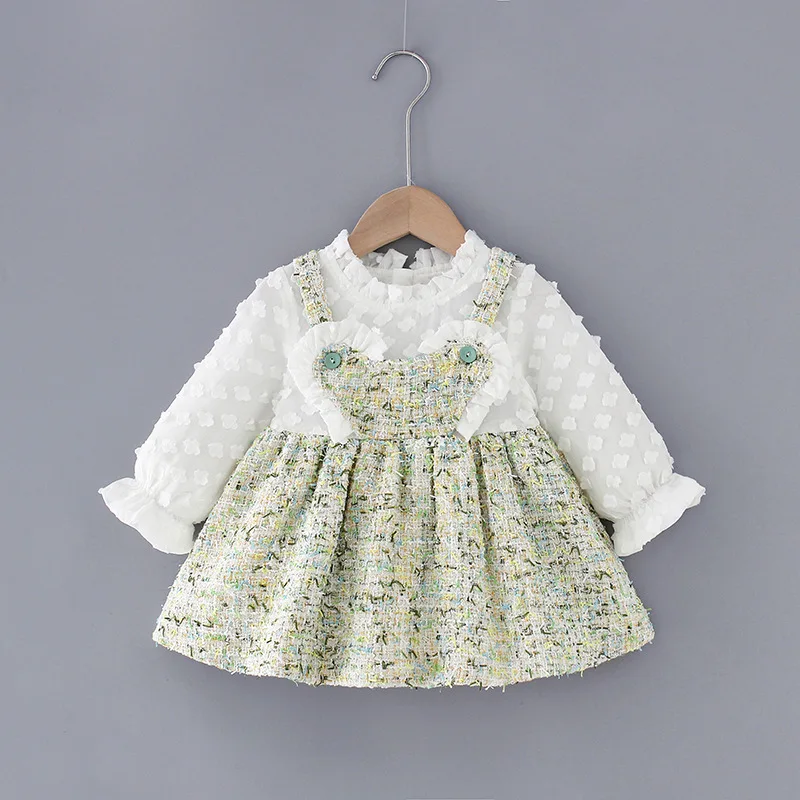 

Spring Autumn Child Mesh Princess Splicing Dress Baby Girl Cute Long Sleeve Dress Kids Baby Girls Cloths
