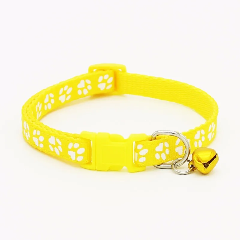 

Safety Nylon Dog Puppy Cat Collar Breakaway Adjustable Cats Collars with Bell and Bling Paw Charm width 1.0cm
