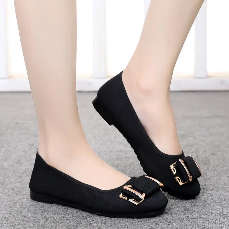 

Women Light Weight Comfort Bow Tie Black Cloth Slip on Loafers for Spring & Summer Lady Classic Shoes Sapatos Femininas E6690c
