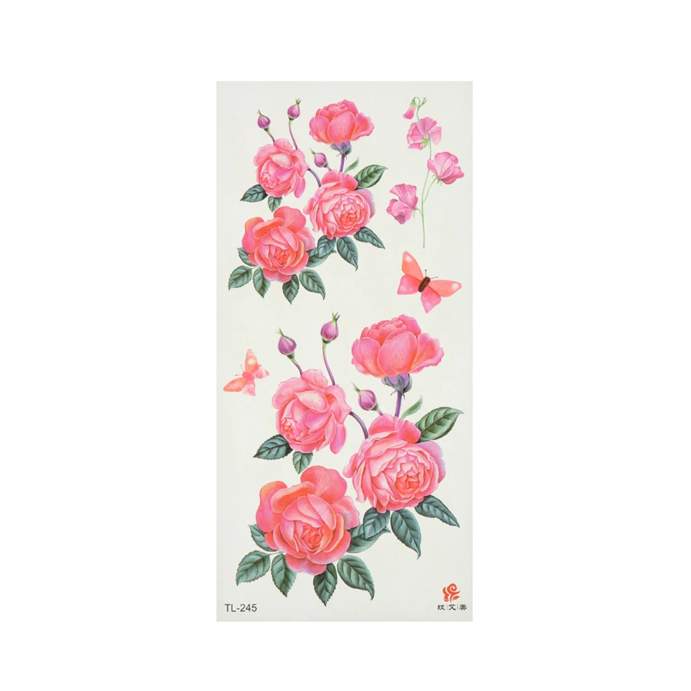 style2-12 1 шт., новинка, модные, 3D, реалистичные, розовые, сексуальные, водонепроницаемые, временные татуировки для женщин, флеш-тату, на руку, на плечо, большие цветы, наклейки - Цвет: style2-12