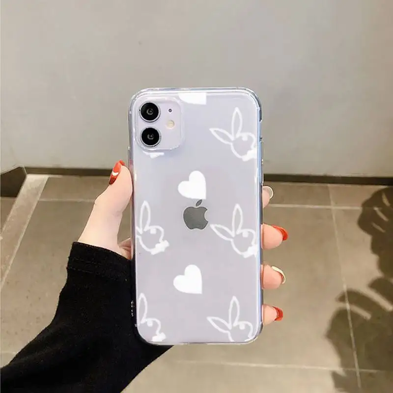 

luxury rabbit brand playboyes Phone Case Transparent for iPhone 6 7 8 11 12 s mini pro X XS XR MAX Plus