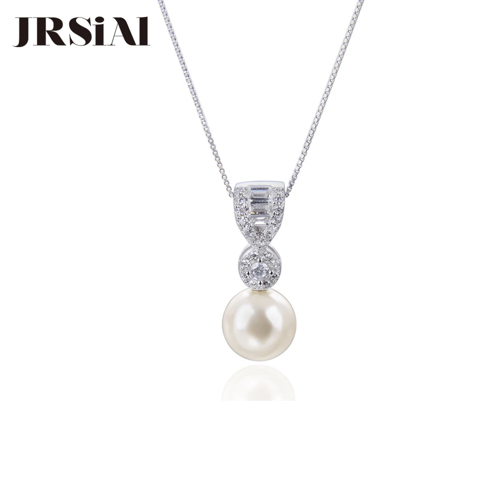 JRSIAL серебро 925 пробы Циркон пресноводный жемчуг подвеска ключица цепочка