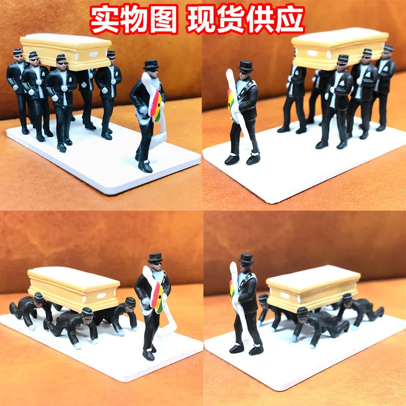 

Cosplay Ghana Dancing Pallbearers Coffin Dance Figure Action Funeral Dancing Team Display Funny Accessories 1:64