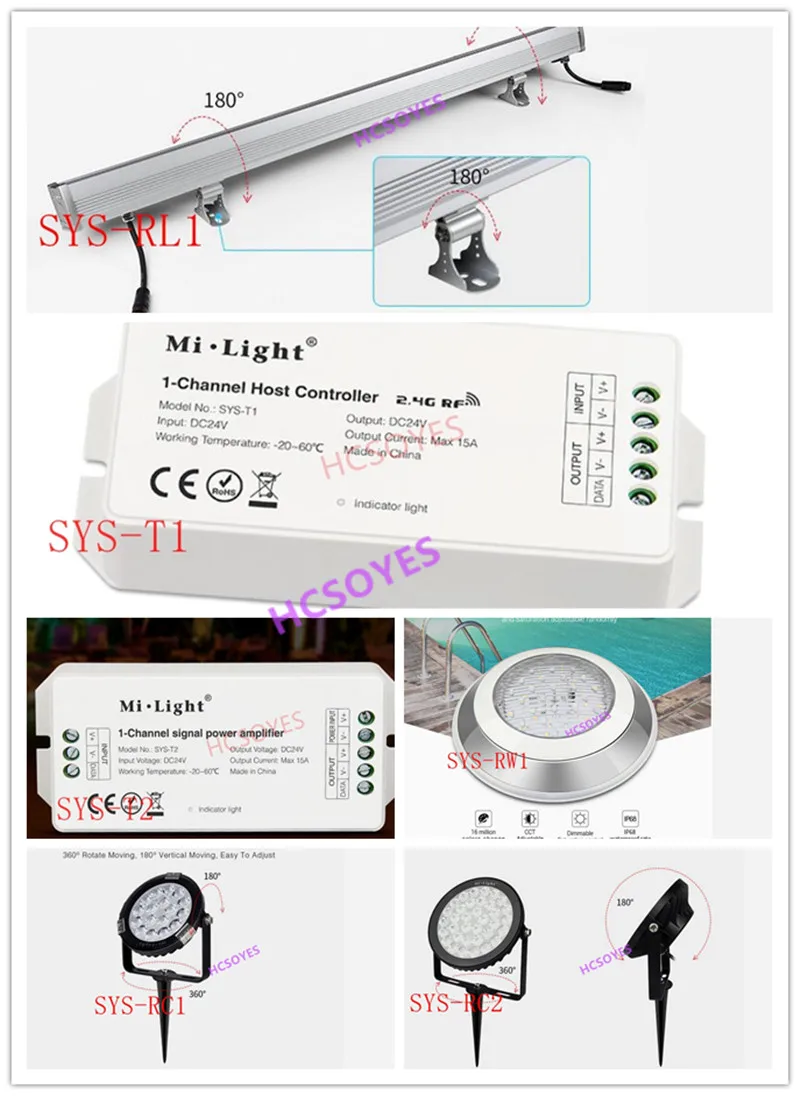 MIBOXER SYS T1/SYS T2/SYS RL1/SYS RW1/SYS RC1/SYS RC2 Wi Fi rgb контроллер зоны усилитель светодиодный стены