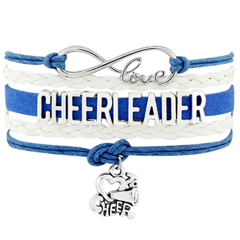 Бесконечность, любовь, сердце, Мегафон, надпись Cheer MOM, болельщик, амулет команды, для девушек, кожаные браслеты для женщин - Окраска металла: B3612