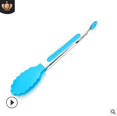 Blue Силиконовые спагетти салат тост барбекю мясо длинные плоские щипцы инструмент для кухни инструменты приготовления пищи щипцы - Цвет: Blue