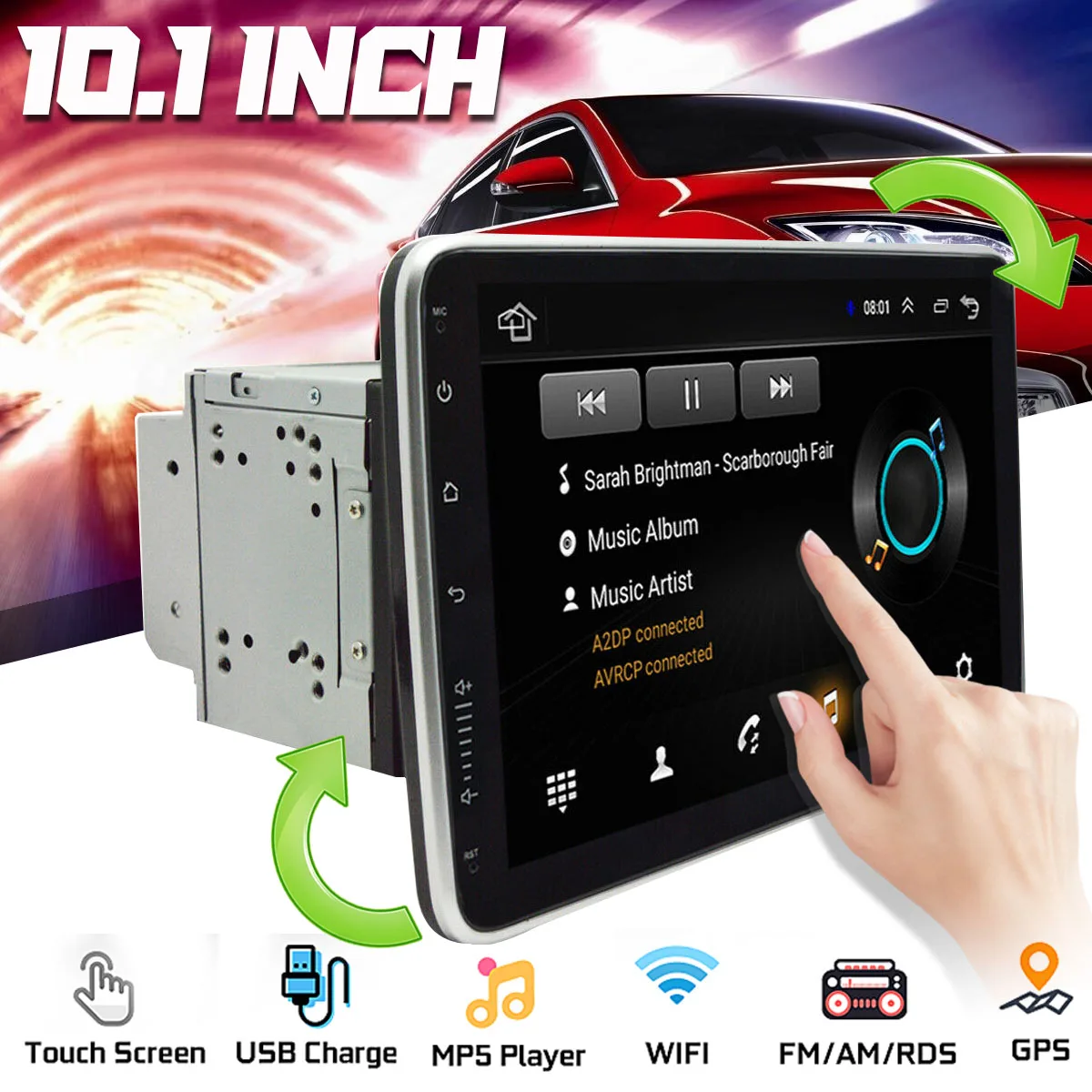 

Universal 2 Din Rotatable Car Multimedia Player 10.1 inch Touch Screen Car Stereo Video GPS WiFi Auto Radio Android Video Player