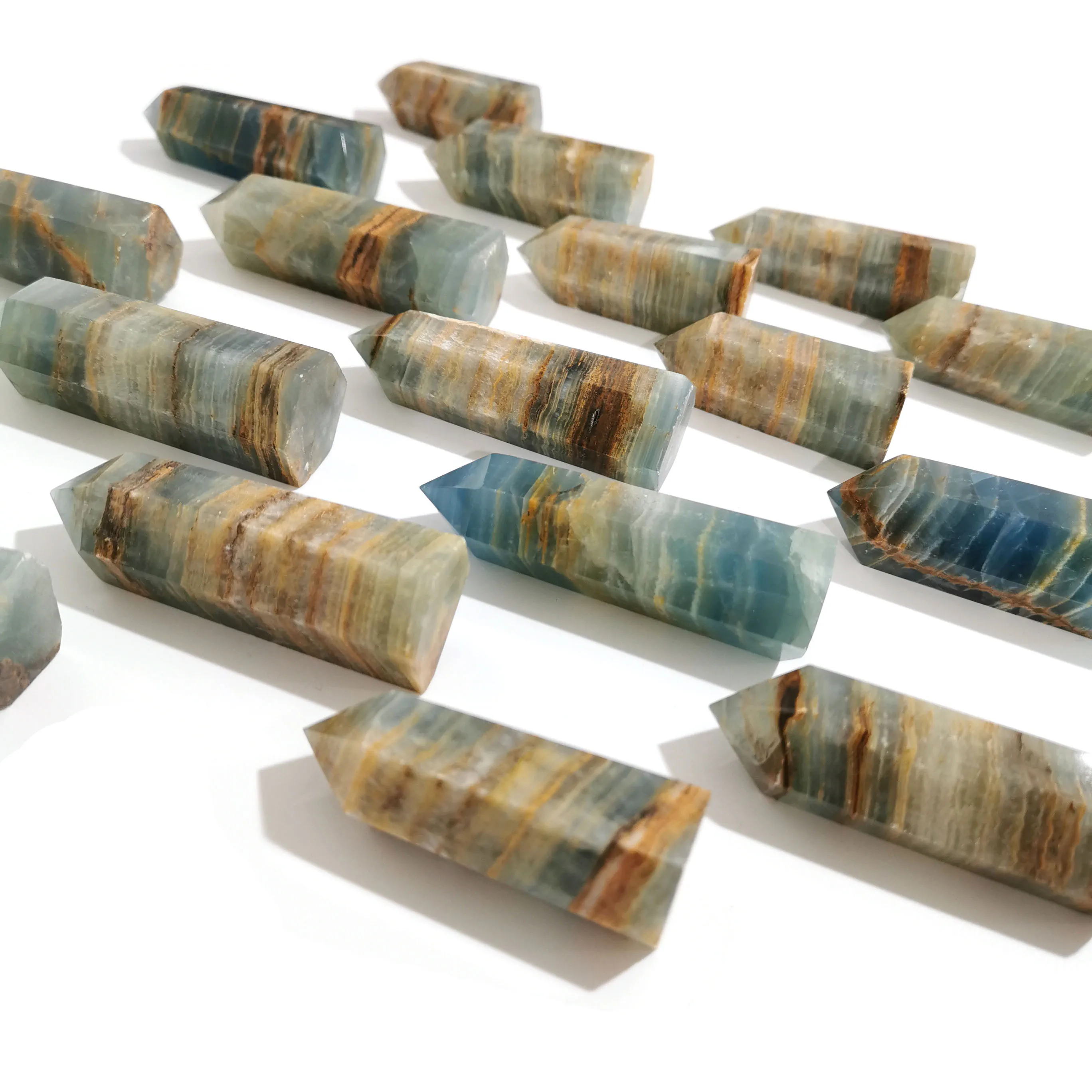 

500 г натуральная серия Riki синяя ониксовая палочка Хрустальная резьба для украшения дома LDH