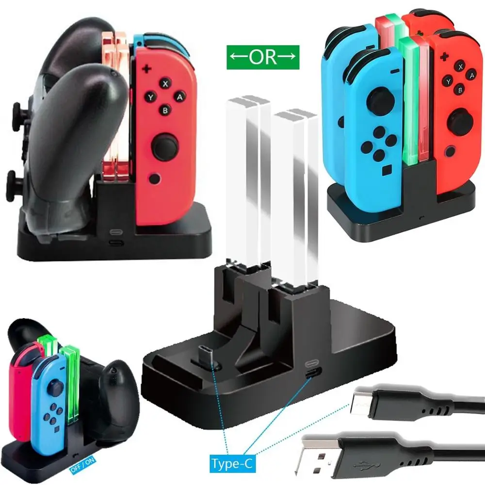 Charging dock Зарядное устройство для nintendo Switch зарядная док-станция для переключателя Joy-con и Pro контроллер с индикатором зарядки - Цвет: Charging dock