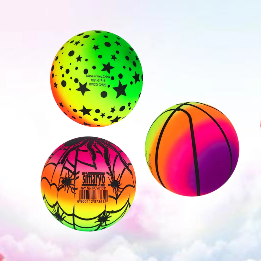 

3 Pcs 16 CM Rainbow Balls Elastic Eco-friendly PVC Beach Play Ball Kickball Flap Ball Children for Indoor Outdoor Playground