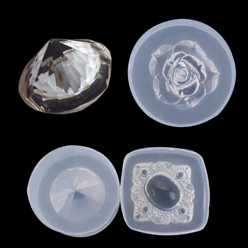 

69HB Handmade Big Diamond Crystal Rose Flower Epoxy Resin Mold Gemstone Silicone Mold Jewelry Making Art Craft