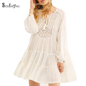 Женская Пляжная накидка, белая хлопковая накидка саронга с кружевом, накидка на бикини с кисточками, Пляжное парео, кафтан