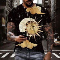 the moon and sun printed t shirts art tshirt 3d short sleeve hip hop cool tops big size clothes dx18