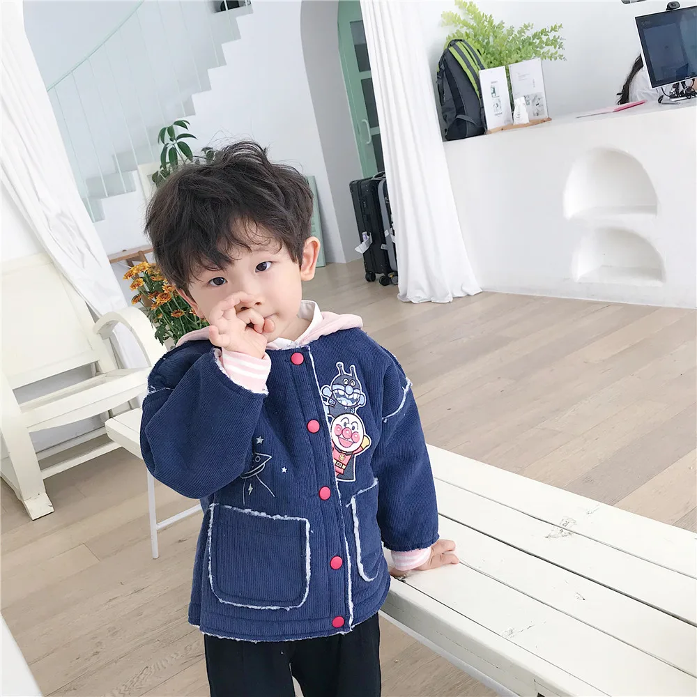 New Winter Clothes for Boys and Girls Removable Collar Naval Corduroy Jacket Kids Coat | Детская одежда и обувь