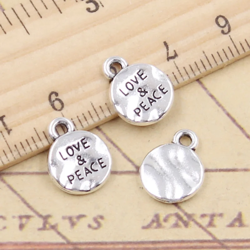20 штук подвески пластины любить мир 13x10mm Тибетский серебристый цвет Кулоны из
