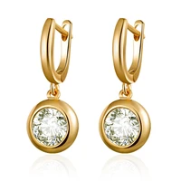 simple round cubic zirconia drop earrings for women gold silver color cz dangle earring korean fashion jewelry gifts for girls