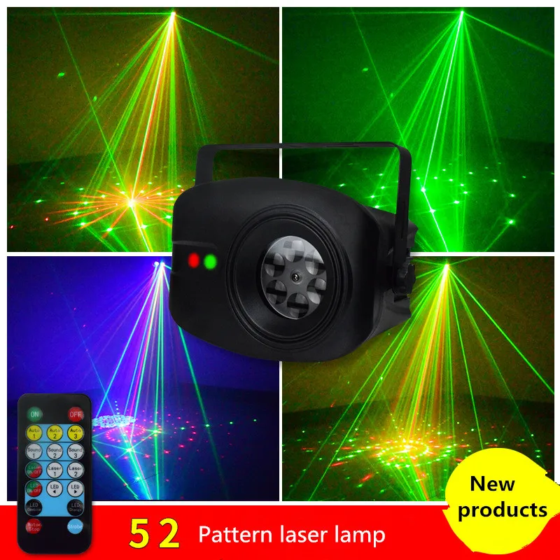 52 Pattern Effect Star Christmas Laser Projector LED Light Colorful Rotary Sound Control Stage Ligh Disco DJ Club Bar KTV Family