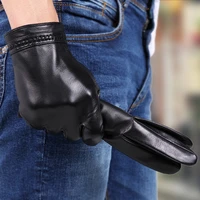 real leather gloves male female couple thermal gloves driving warm goatskin screen mens womans winter gloves em033