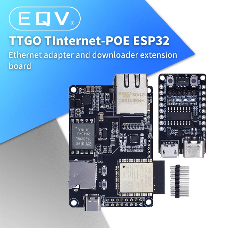 Чип Ethernet-адаптер TTGO T-Internet-POE ESP32-WROVER-B LAN8720A и плата расширения загрузчика, программируемое оборудование
