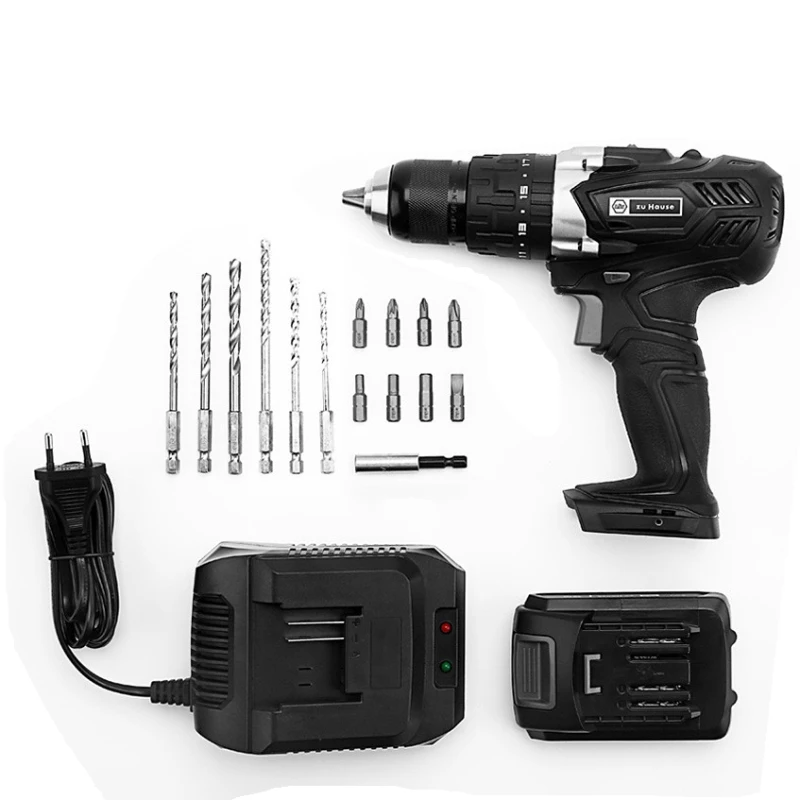 

New Black 3 In 1 Cordless Impact Electric Drill Driver 18+1 40NM Li-ion Battery Electric Screw Driver with 2 Speed Power
