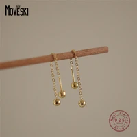 moveski 925 sterling silver temperament small round beads tassel stud earrings women fashion personality party jewelry
