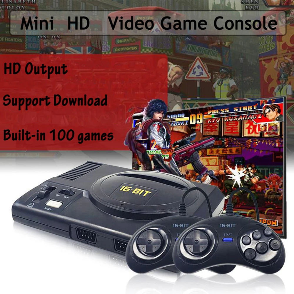 Супер Мини игровая консоль 4K HD 16 бит для Sega MD 100 в 1 портативный игровой плеер