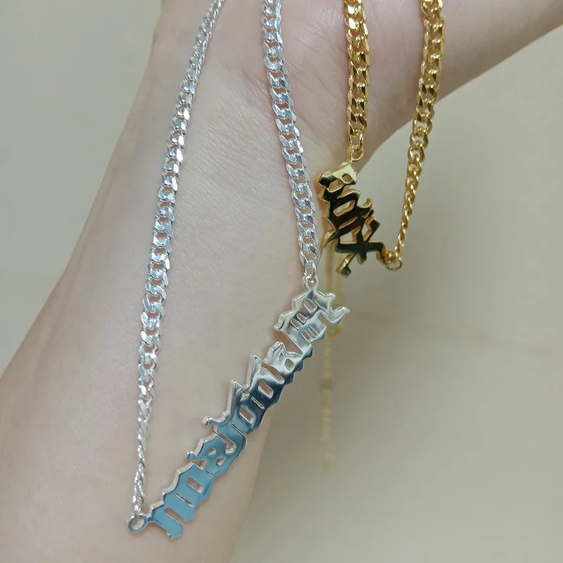 Золотое колье с именной табличкой на заказ мужское и женское именное ожерелье