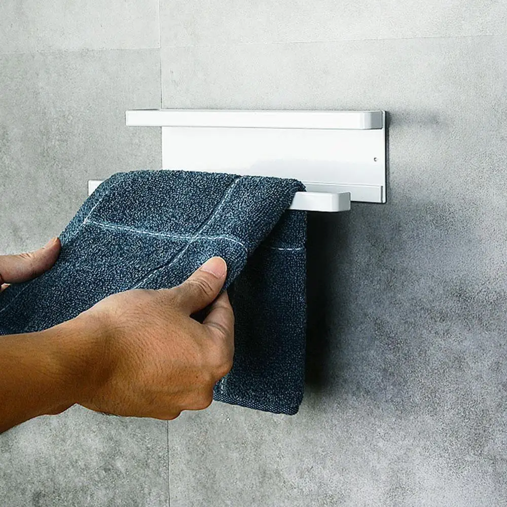 

1PC Kitchen Towel Rack Bathroom Double Magnetic Towel Rack Bathroom Towel rack Kitchen Rack Place Japanese Storage towel E8M9