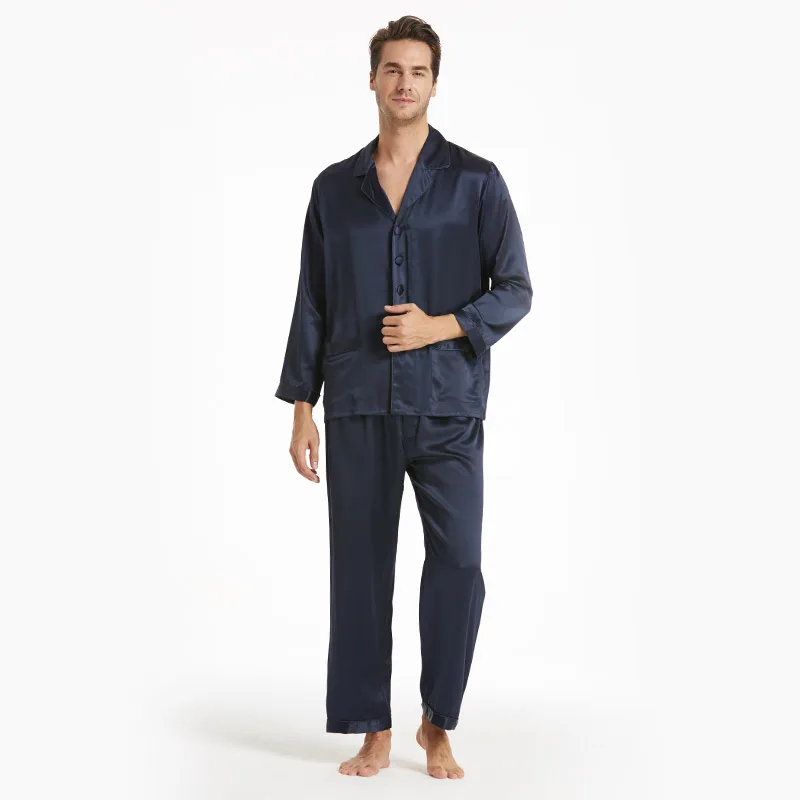 LILYSILK 100 Silk Pajamas Set For Men 19 momme Mulberry Luxury Long Sleeves Notched collar Men's Clothing Free Shipping