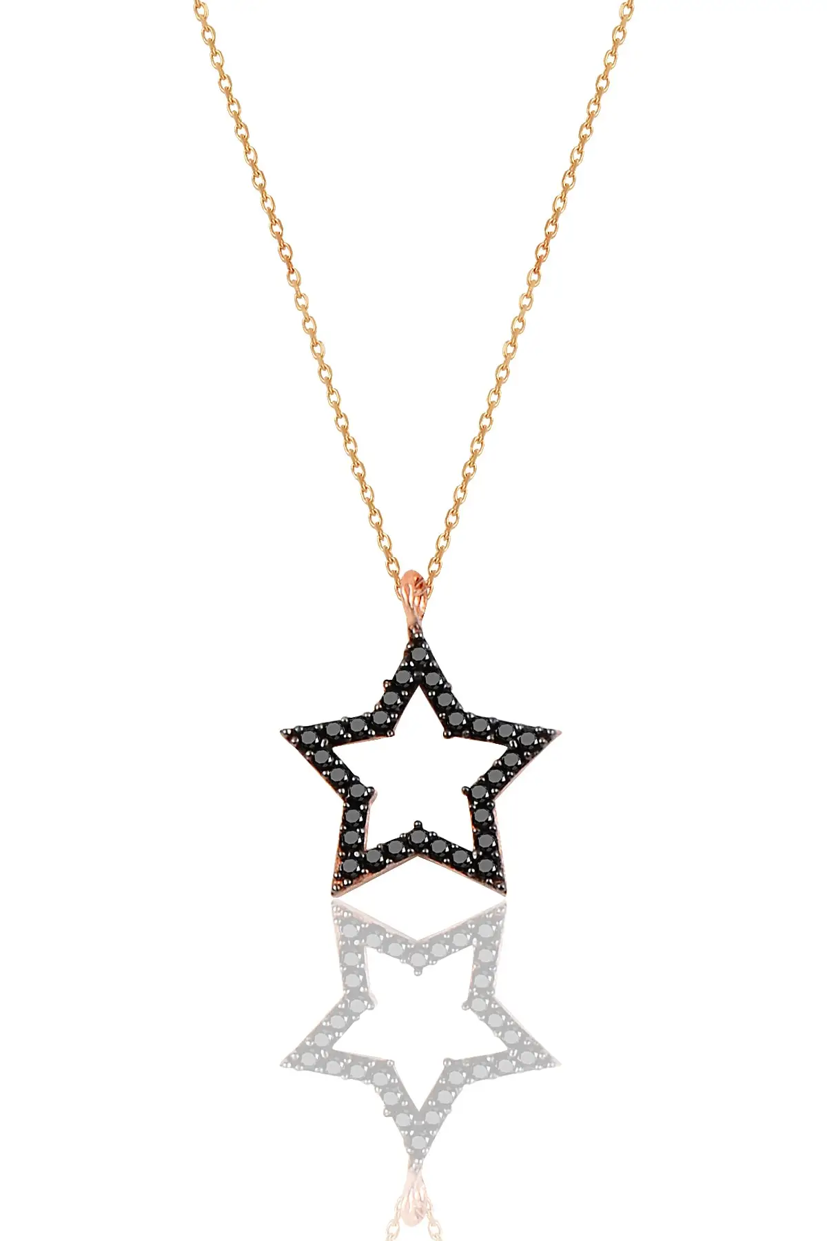 

Women Silver Black Zircon Stone Star Model Elegant Chain Necklace