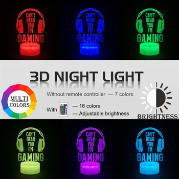 3D LED Gaming Setup RGB Lamp Gaming Room Lamp Decoration USB Powered Night Light Table Lamp For Bedroom Decor Christmas Lights 2