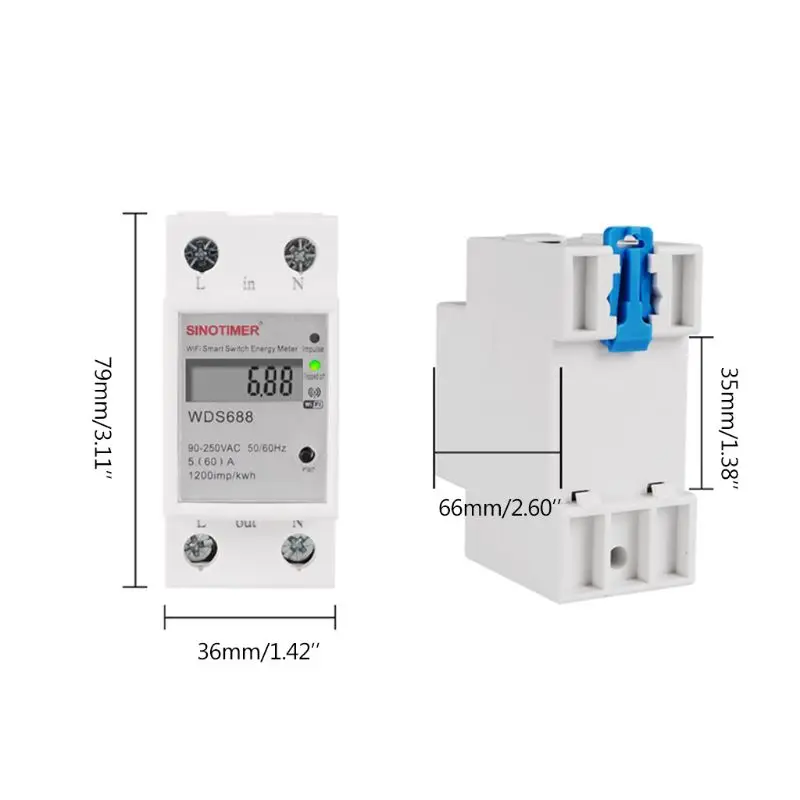 

WIFI Din Rail AC 90-250V Single Phase Energy Meter Switch Timer Power Monitor