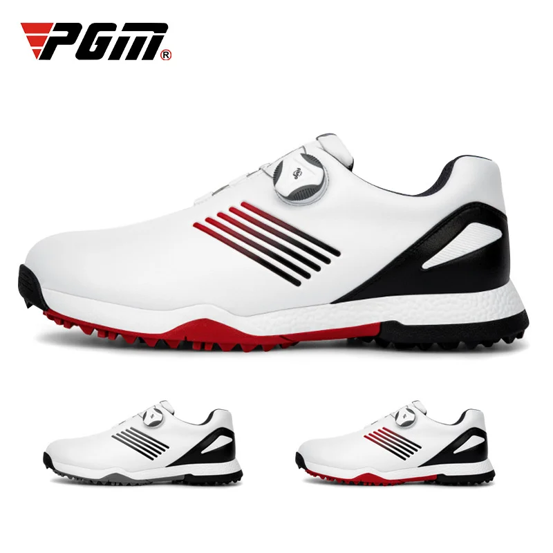 PGM Golf Shoes Mens Comfortable Knob Buckle Golf Men'S Shoes Waterproof Genuine Leather Sneakers Spikes Nail NonSlip Golf shoes