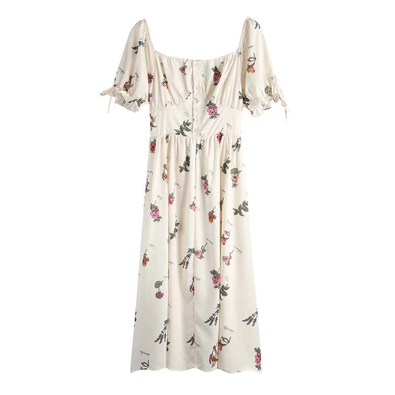 

New Women Midi Floral Vintage Dress Summer 2021 Runway Elegant Boho Retro Fairy Casual Sea Beach Vacation Party Night Vestidos