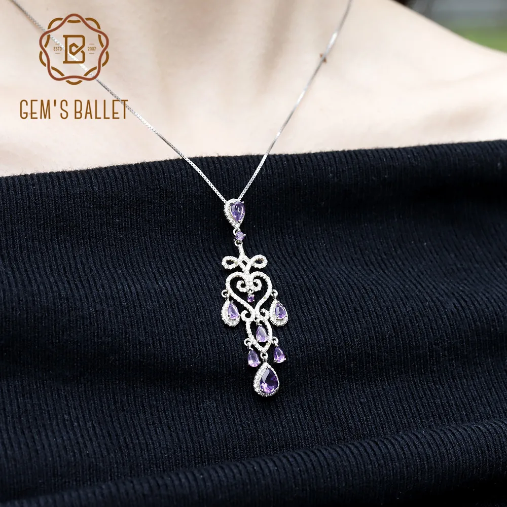 Женское ювелирное изделие из серебра 925 пробы с натуральным аметистом|Подвески| |