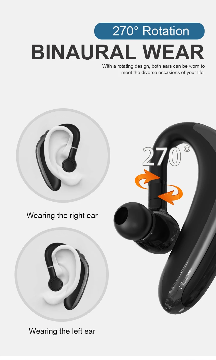 H500 Спортивная Беспроводная bluetooth-гарнитура 5,0 Hi-Fi стерео большая емкость батареи долгое время ожидания бизнес гарнитура игровые наушники