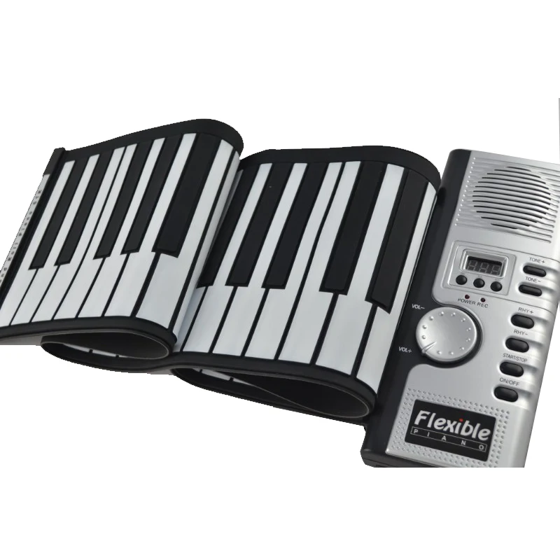 

61-key Silicone piano Portable Folding Electronic Keyboard Built-in Speaker Early Learning Educ Hand-rolling electronic keyboard
