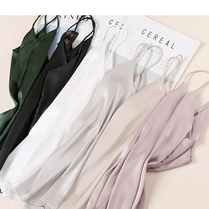 

Women V-Neck Camisole Summer Basic White Top Korean Chiffon Women Top Camis Sexy Halter Top Woman Sleeveless Solid Tank Tops