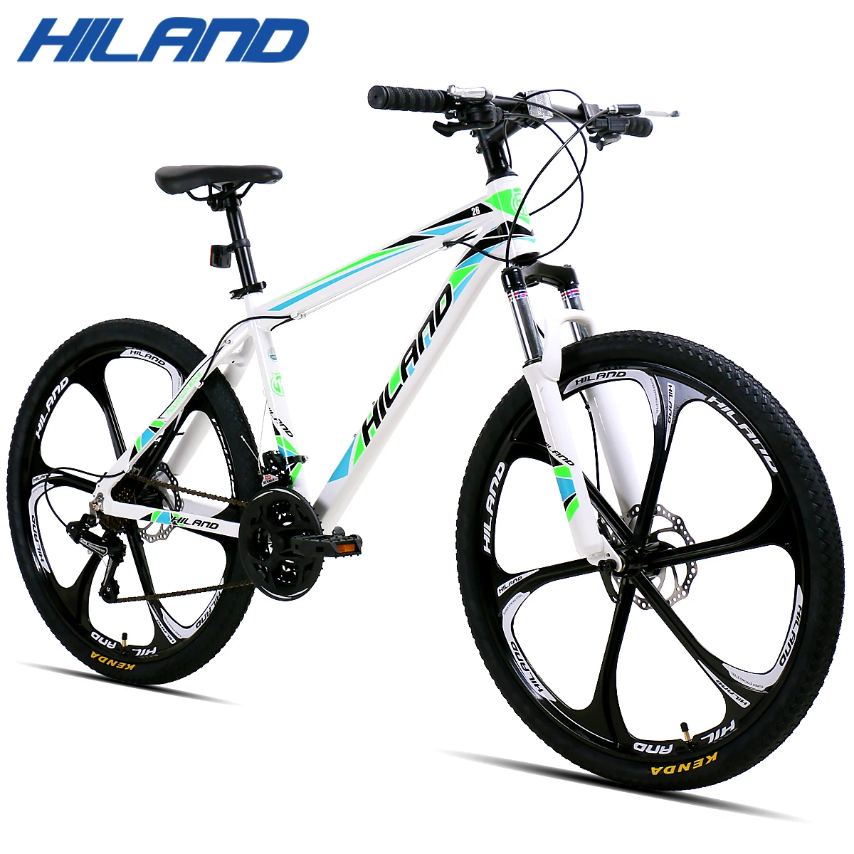 HILAND 26 pollici 21 velocità in lega di alluminio sospensione forcella bicicletta doppio freno a disco Mountain Bike e parafanghi regalo gratuiti