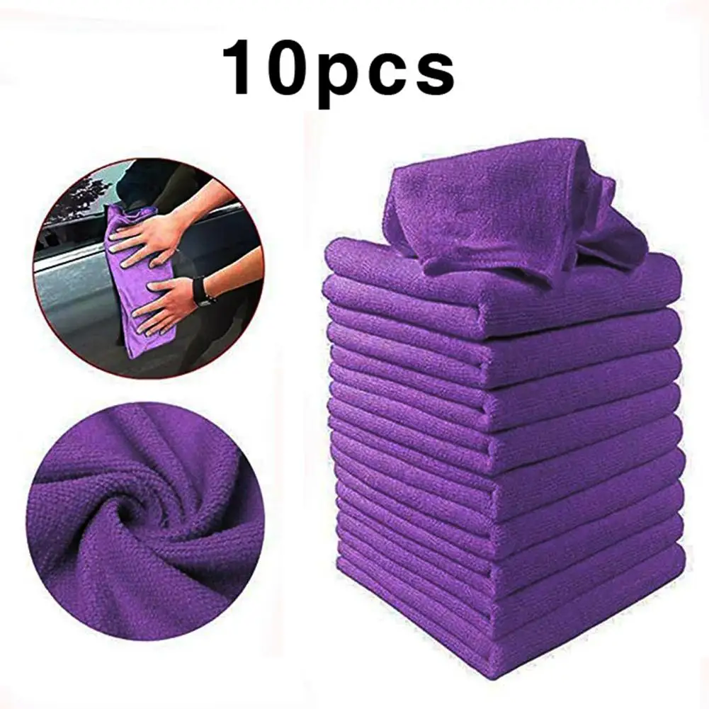 

10PCS Blue Green Purple 25*25cm Car Cleaning Towel Automobile Motorcycle Washing Glass Household Car Accessories